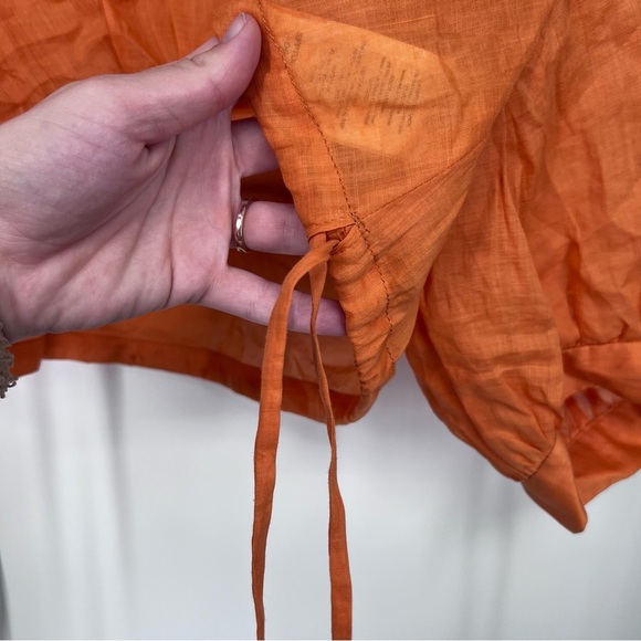 Sandro Orange Evana Side Tie Gathered Hem Crop Top - Picture 6 of 9